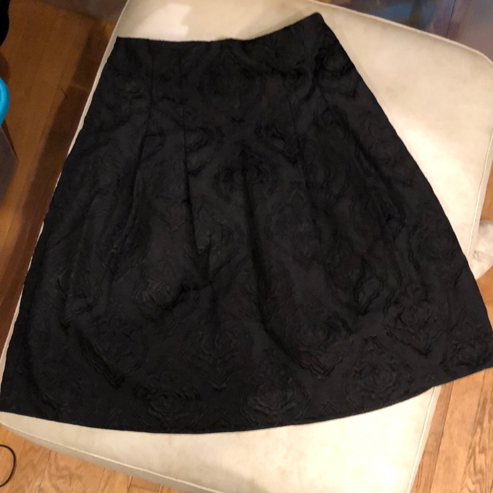 Talbots Black Jacquard Knee-Length A-line Skirt